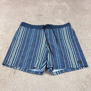 Surfers Supply Board Shorts Men’s Blue Striped Pockets Size 36 Drawstring